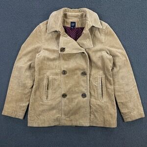 Vintage Y2K Gap Coat Womens Medium Corduroy Double Breasted Pea Jacket Boho